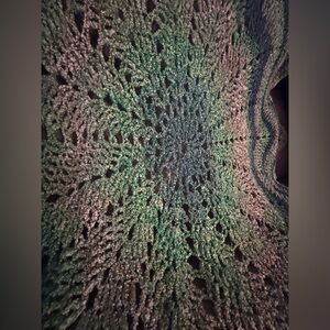Green Irish Moss Ombre Crochet Blanket – 41” 12-Point Starburst Vintage Handmade